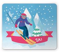 Alfombrilla De Ratón Patrón De Esquí De Una Niña con Traje De Esquí De Invierno con Montañas Nevadas En La Espalda Alfombrilla Raton Duraderos Mouse Pad Pequeña, para Oficina, Ordenador, 25x30cm