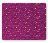 Alfombrilla De Ratón Patrón del Espacio Exterior con Ovnis, Planetas, Estrellas Y Objetos Espaciales Tema Astronómico Alfombrilla Raton Duraderos Mouse Pad Pequeña, para Oficina, 25x30cm