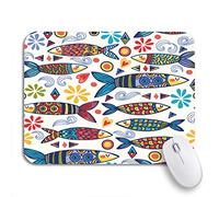 Alfombrilla De Ratón Patrón Portugués De Sardinas Ornamentales De Color Amarillo Brillante Y Sorprendente Alfombrilla Ratón Ordenador Cómoda Mouse Pad Pequeña, para Oficina, Hogar, 25 x 30cm