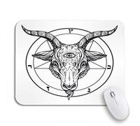 Alfombrilla De Ratón Pentagrama Demonio Baphomet Satánico Cabra Cabeza Tercer Ojo Binario Alfombrilla Raton Cómoda Alfombrilla Para Ratón De Oficina, Para Oficina, Portátil, 25 x 30cm