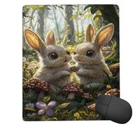 Alfombrilla de Ratón Pequeña 26 x 21 cm - Conejo del bosque Mousepad, Alfombrilla Ratón impermeable - Gaming Accesorios con Bordes Cosidos, Base de Goma Antideslizante, Oficina Accesorios C-719