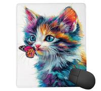 Alfombrilla de Ratón Pequeña 29 x 24 cm - Mariposas de gato Mousepad, Alfombrilla Ratón impermeable - Gaming Accesorios con Bordes Cosidos, Base de Goma Antideslizante, Oficina Accesorios C-558