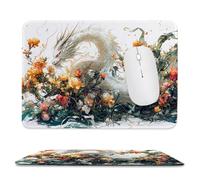 Alfombrilla de Ratón Pequeña 32 x 26 cm - Dragón de flores Mousepad, Alfombrilla Ratón impermeable - Gaming Accesorios con Bordes Cosidos, Base de Goma Antideslizante, Oficina Accesorios C-392