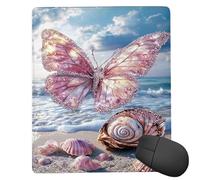 Alfombrilla de Ratón Pequeña 32 x 26 cm - Vista al mar de mariposas Mousepad, Alfombrilla Ratón impermeable - Gaming Accesorios con Bordes Cosidos, Base de Goma Antideslizante, Oficina Accesorios C340