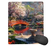 Alfombrilla de Ratón Pequeña 34 x 28 cm - Puente del jardín Mousepad, Alfombrilla Ratón impermeable - Gaming Accesorios con Bordes Cosidos, Base de Goma Antideslizante, Oficina Accesorios C-449