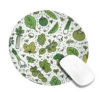 Alfombrilla de ratón pequeña con brócoli, botánica orgánica, zanahoria, guisante, verde, redonda, antideslizante, portátil, mini alfombrilla de mouse de escritorio, ideal para el hogar, oficina