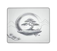 Alfombrilla de ratón pequeña con diseño de árbol, minimalista, piedra de montaña zen, gris, cuadrada, de goma, suave, estética, decoración de escritorio, oficina, hogar, dormitorio, laptop, cuadrada