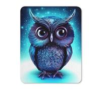 Alfombrilla de ratón pequeña con diseño de búho azul, base de goma antideslizante, textura, personalizada, 24,9 x 20,1 cm, para computadora, laptop, oficina en casa