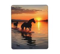 Alfombrilla de ratón pequeña con diseño de Caballos en el Lago Sunsets de 25 x 30 cm, ultrasuave, para Juegos, portátil, Antideslizante, Base de Goma, Impermeable, para Escritorio, portátil, PC y of
