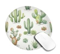 Alfombrilla de ratón pequeña con diseño de cactus, botánica, natural, suculenta, no verde, redonda, de goma, suave, portátil, decoración para el hogar, oficina, trabajo, juegos, escritorio, redondo, 8