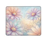 Alfombrilla de ratón pequeña con diseño de crisantemo, hojas florales de primavera, pastel, melocotón, cuadrado, lavable, portátil, para viajes, decoración para el hogar, oficina, trabajo, juegos
