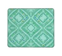 Alfombrilla de ratón pequeña con diseño de diamante, flor botánica, hojas verdes, cuadradas, de goma, suave, para viajes, escritorio, oficina, hogar, dormitorio, laptop, cuadrada de 8 x 10 pulgadas