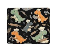 Alfombrilla de ratón pequeña con diseño de dinosaurio, bandeja para hornear de dibujos animados, sin goma cuadrada negra, antideslizante, portátil, mini alfombrilla de mouse para escritorio