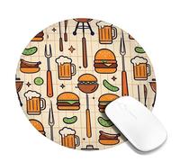 Alfombrilla de ratón pequeña con diseño de hamburguesa, parrilla de cerveza de verano, naranja, redonda, antideslizante, portátil, mini alfombrilla de mouse de escritorio, decoración de escritorio