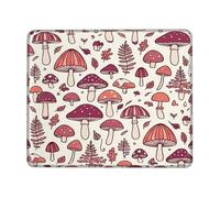 Alfombrilla de ratón pequeña con diseño de hongos, hojas de helecho otoñal, melocotón, cuadradas, de goma, lavables, estéticas, decoración de escritorio para oficina, hogar, dormitorio, laptop