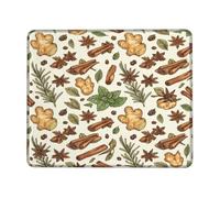 Alfombrilla de ratón pequeña con diseño de jengibre, color canela y anís, color verde otoñal, cuadrada, de goma, suave, portátil, decoración de escritorio para oficina, hogar, dormitorio, laptop