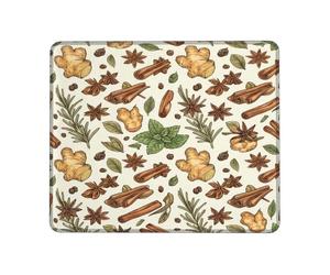Alfombrilla de ratón pequeña con diseño de jengibre, color canela y anís, color verde otoñal, cuadrada, de goma, suave, portátil, decoración de escritorio para oficina, hogar, dormitorio, laptop