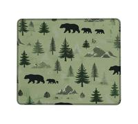 Alfombrilla de ratón pequeña con diseño de oso de árbol, montaña, verano, verde, cuadrado, de goma, lavable, ideal para el hogar, oficina, escritorio, laptop, jugadores, regalo, cuadrado de 8 x 10