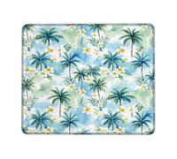 Alfombrilla de ratón pequeña con diseño de palma, acuarela tropical, hojas de verano, verde, cuadrado, de goma, lavable, estética, accesorios para oficina, hogar, computadora, laptop, cuadrada, 8 x 10