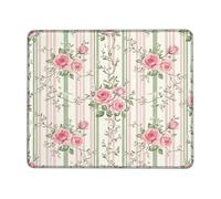 Alfombrilla de ratón pequeña con diseño de rosas vintage, hojas de primavera, melocotón, cuadrada, de goma, antideslizante, portátil, ideal para el hogar, oficina, escritorio, laptop, jugadores