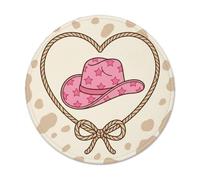Alfombrilla de ratón pequeña con diseño de sombrero de vaquero de melocotón | Western Aesthetic, diseño de corazón de cuerda, estampado de estrellas, decoración de escritorio inspirada en el campo