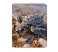 Alfombrilla de ratón pequeña con diseño de tortuga marina arrastrada en la playa, base de goma antideslizante, alfombrilla de mouse para juegos, textura, personalizada, 9.8 x 7.9 pulgadas, para