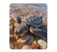 Alfombrilla de ratón pequeña con diseño de tortuga marina arrastrada en la playa, base de goma antideslizante, alfombrilla de mouse para juegos, textura, personalizada, 30 x 3,1 pulgadas, para