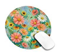 Alfombrilla de ratón pequeña de crisantemo, floral, vibrante, girasol, primavera, melocotón, redonda, de goma, suave, portátil, accesorios para oficina, hogar, computadora, laptop, redonda, 8 x 8