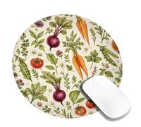 Alfombrilla de ratón pequeña de zanahoria, tomates naturales botánicos, cosecha de cebolla, verde, redonda, lavable, portátil, mini alfombrilla de mouse de escritorio, decoración para el hogar