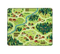Alfombrilla de ratón pequeña, diseño de granja, árboles escénicos, río, verde cuadrado de goma, antideslizante, ideal para el hogar, oficina, escritorio, laptop, jugadores, regalo, 8 x 10 pulgadas