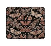 Alfombrilla de ratón pequeña, diseño de helecho bohemio de la naturaleza, otoño, negro, cuadrado, de goma, antideslizante, portátil, de tela, decoración para el hogar, oficina, trabajo, juegos
