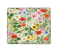 Alfombrilla de ratón pequeña, diseño floral de crisantemo vibrante, girasol, primavera, rojo, cuadrado, de goma, antideslizante, para accesorios de escritorio, oficina, hogar, computadora, laptop