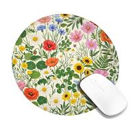 Alfombrilla de ratón pequeña, diseño floral de crisantemo vibrante, girasol, primavera, rojo, redondo, de goma, lavable, estético, ideal para el hogar, oficina, escritorio, laptop, jugadores, regalo