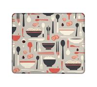 Alfombrilla de ratón pequeña, moderna, minimalista, con cuchara, tenedor, culinaria, cuadrada, de goma, suave, portátil, de tela, decoración para el hogar, oficina, trabajo, juegos, escritorio