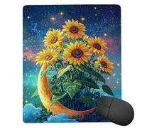 Alfombrilla de Ratón Pequeña para Juegos de Velocidad, Mouse Pad Girasol Lunar 420 x 350 mm Alfombrillas Ratón Tamaño Pequeña, Mejora la Precisión y la Velocidad, Alfombrilla Escritorio Mujer es-1176