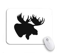 Alfombrilla De Ratón Perfil De Cabeza De Alce, Silueta Negra, Animal De Alaska Alfombrilla Ratón Ordenador Lavable Alfombrilla Gaming, para Oficina, Hogar, 25 x 30cm