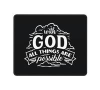 Alfombrilla De Raton Pero con Dios Todo Es Posible Alfombrillas Cuadradada Impermeable Alfombrillas Superficie Antipolvere Mousepad para Home Office Pc Computadora M