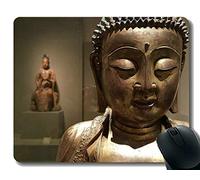 Alfombrilla de ratón personalizada, trabaja duro, no olvides tu corazón, alfombrilla de ratón con cabeza de Buda y borde cosido