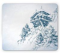 Alfombrilla De Ratón Pintura De Paisaje Invernal Nevado Asiático con Cabaña De Montaña, Edificio De Madera Alfombrilla Raton Duraderos Antideslizante Mouse Pad, para Portátil, Ordenador, 25x30cm