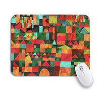 Alfombrilla De Ratón Pintura Verde Ciudad Divertida Arquitectura Abstracta Roja Cuento De Hadas Patrón Antideslizante Mouse Pad Cómoda Alfombrilla Raton, para Hogar, Portátil, 25 x 30cm