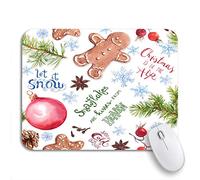 Alfombrilla De Ratón Ramas De Árboles De Navidad Galletas De Jengibre Adornos Copos De Nieve E Invierno Alfombrilla Para Ratón De Oficina Cómoda Antideslizante Mouse Pad, Para Hogar, 25 x 30cm