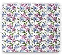 Alfombrilla De Ratón Ramos De Flower De Iris Campo Fragancia Desgastada Planta Perenne Motivo De Pétalos De Primavera Alfombrilla Gaming Lavable Mouse Pad Pequeña, para Portátil, 25x30cm