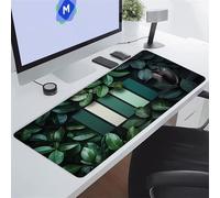 Alfombrilla de Ratón Rayas de Hojas Verdes 900x400x2 mm Alfombrilla Ratón XXL Gaming con Bordes Cosidos y Antideslizante Mouse Pad para Jugadores, PC, Oficina