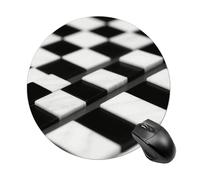 Alfombrilla de ratón redonda a cuadros, negra y blanca, con base de goma antideslizante, divertida alfombrilla pequeña para oficina y juegos, accesorio decorativo para ordenador de 7,8 pulgadas.