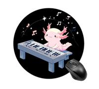 Alfombrilla De Ratón Redonda Ajolote Tocando El Piano Alfombrilla para Ratón De Oficina con Bordes Cosidos Cómoda Mouse Pad, para Oficina, Ordenador, Portátil, 20cm