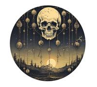 Alfombrilla De Ratón Redonda Calavera Geometría Sagrada Muerte Misteriosa Vintage Alfombrilla Gaming Lavable Personalizada Antideslizante Mouse Pad, para Oficina, Ordenador, Portátil, 20cm