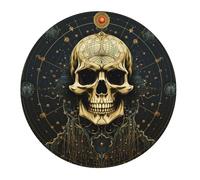 Alfombrilla De Ratón Redonda Calavera Misteriosa Geometría Sagrada Muerte Vintage Alfombrilla Ratón Ordenador Resistente A La Abrasión Antideslizante Mouse Pad, para Oficina, Portátil, 20cm