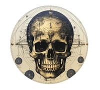 Alfombrilla De Ratón Redonda Calavera Misteriosa Muerte Geometría Sagrada Vintage Alfombrilla Gaming Duraderos Moderno Antideslizante Mouse Pad, para Hogar, Portátil, Ordenador, 20cm