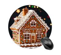 Alfombrilla De Ratón Redonda Casa De Jengibre Dulce Alfombrilla Raton Duraderos con Bordes Cosidos Mouse Pad, para Oficina, Ordenador, Hogar, 20cm