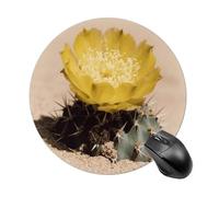 Alfombrilla de ratón redonda con diseño de cactus y flores, bonita alfombrilla de goma antideslizante para escritorio, divertida alfombrilla pequeña para oficina y juegos, accesorio decorativo para